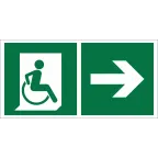                  Знак безопасности NPU-1510.E73''Напр. движения к эвакуац. выходу МГН направо''
               