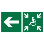                  Знак безопасности NPU-1510.E75''Напр. движ. к пункту сбора(безоп.зоне)МГН налево''
               