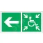 Знак безопасности PP-36162.E75''Напр. движ. к пункту сбора(безоп.зоне)МГН налево''