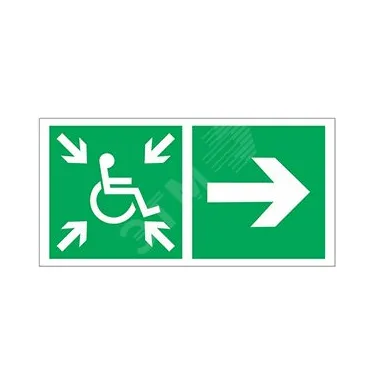 Знак безопасности PP-36162.E76''Напр.движ. к пункту сбора(безоп.зоне)МГН направо''