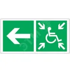 Знак безопасности PS-50206.E75''Напр. движ. к пункту сбора(безоп.зоне)МГН налево''