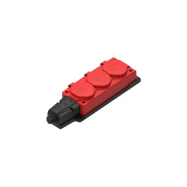 MultiSet Колодка 3х розетка 2К+З каучуковая 16А/250В IP44 Красная