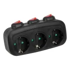                  Разветвитель сетевой S-GES3-16OB BLACK с выключателм, с/з. 3 гнезда. 16А, 3500Вт. Черный. ТМ Uniel
               