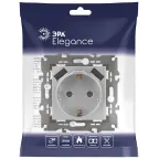 Розетка 2P+E 16A-250В, штор. с 2xUSB 5В-3А, Эра Elegance, алюминий 14-4109-03