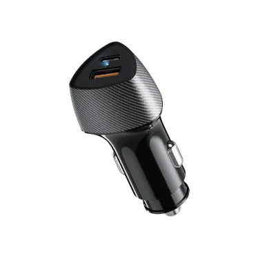 Устройство автомобильное зарядное c двумя портами (USB-A QC 3.0 + USB-C PD) cо световой индикацией, 20Вт, черное