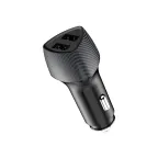 Устройство автомобильное зарядное c двумя портами (USB-A QC 3.0 + USB-A 3,1A) со световой индикацией, 18Вт, черное