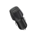                  Устройство автомобильное зарядное c двумя портами (USB-А + USB-A) со световой индикацией, 12Вт, черное
               