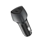                  Устройство автомобильное зарядное с двумя портами (USB-C PD + USB-C PD) со световой индикацией, 40Вт, черное
               