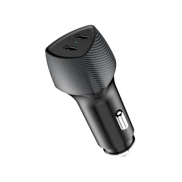 Устройство автомобильное зарядное с двумя портами (USB-C PD + USB-C PD) со световой индикацией, 40Вт, черное