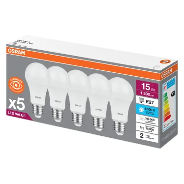Лампа светодиодная LED 15 Вт E27 6500К 1200Лм груша 220 В (замена 125Вт) OSRAM