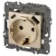 Розетка Elegance 14-4108-04 со шторками, 2P+E 16A-250В, с USB type-A+C 5В-3А, шампань