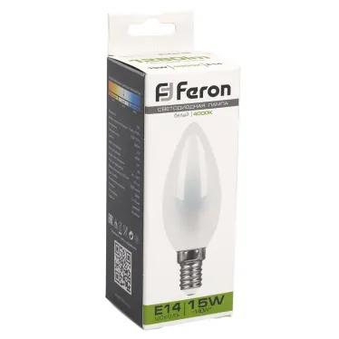 Лампа светодиодная LED 15вт Е14 белый матовая свеча FILAMENT