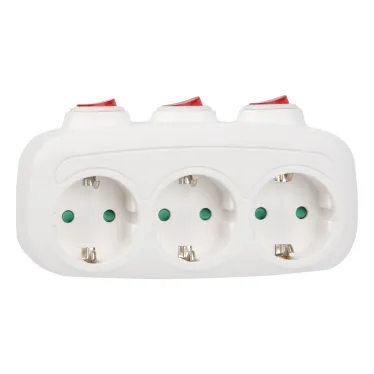 Разветвитель сетевой S-GES3-16OB WHITE с выключателем, с/з. 3 гнезда. 16А, 3500Вт. Белый. ТМ Uniel