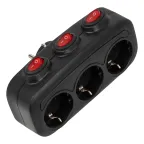 Разветвитель сетевой S-GES3-16OB BLACK с выключателм, с/з. 3 гнезда. 16А, 3500Вт. Черный. ТМ Uniel