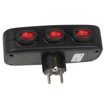 Разветвитель сетевой S-GES3-16OB BLACK с выключателм, с/з. 3 гнезда. 16А, 3500Вт. Черный. ТМ Uniel