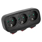Разветвитель сетевой S-GES3-16OB BLACK с выключателм, с/з. 3 гнезда. 16А, 3500Вт. Черный. ТМ Uniel
