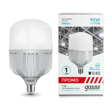Лампа светодиодная LED 95 Вт 8800 лм 4100К цилиндр Т160 нейтральный E40 AC 220В PROMO Elementary Gauss