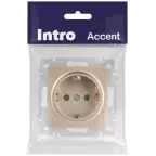 Розетка Intro Accent 6-202-04 2P+E Schuko, 16А-250В, IP20, СУ, шампань
