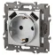 Розетка 2P+E 16A-250В, штор. с 2xUSB 5В-3А, Эра Elegance, алюминий 14-4109-03