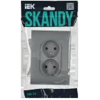 SKANDY Розетка 2-местная без заземления с защитными шторками 10А в сборе SK-R09Gr серый IEK