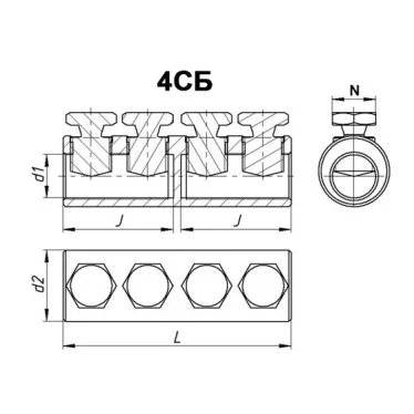 Соединитель болтовой 4СБ-1-100 (25-50) ЗЭТАРУС