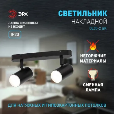 Светильник настенно-потолочный спот OL35-2 BK MR16 GU10 IP20 черный хром