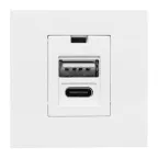 Розетка USB A+C, 2.1А, 2 гнезда, без индикатора, белая EKF