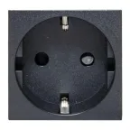 Розетка 45х45 с зазем., с защ. шторками, 90 градусов, черная, матовая EKF
