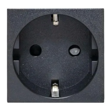 Розетка 45х45 с зазем., с защ. шторками, 90 градусов, черная, матовая EKF
