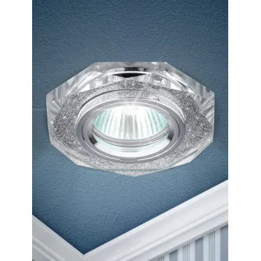 Светильник декор стекло многогранник MR16,12V/220V, 50W, GU5,3 зеркальный/хром (50/210 DK5 СH/SL