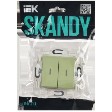 SKANDY Выключатель 2-клавишный с индикацией 10А SK-V09G мятный IEK