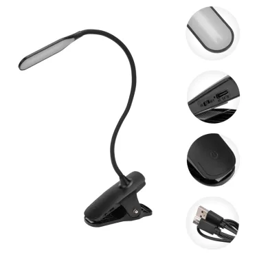 Светильник настольный Click 4Вт LED 4000К диммируемый 3 ступени заряжаемый на прищепке черный