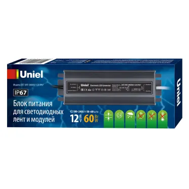 Блок питания UET-VAF-060A67 12V IP67 ультратонкий, 60Вт. Металлический корпус. TM Uniel