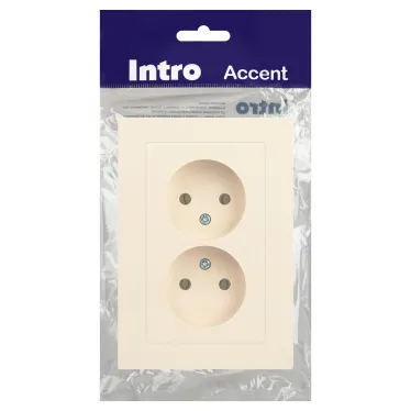 Розетка Intro Accent 6-204-02 2х2P, 16А-250В, IP20, СУ, AL/CU, слоновая кость