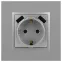 Розетка 2P+E 16A-250В, штор. с 2xUSB 5В-3А, Эра Elegance, алюминий 14-4109-03