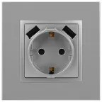 Розетка 2P+E 16A-250В, штор. с 2xUSB 5В-3А, Эра Elegance, алюминий 14-4109-03