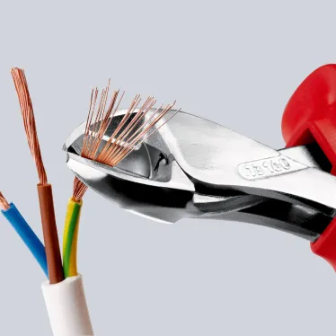 Бокорезы компактные X-CUT VDE 1000V резка - мягкая проволока 48мм средней твердости 38мм твердая 27мм рояльная струна (HRC 59) 22мм L-160мм диэлкектрические хромированные двухкомпонентные рукоятки крепление для страховки блистер