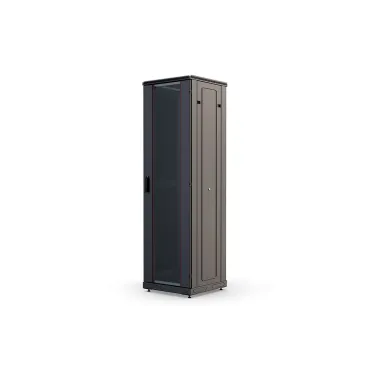 Шкаф телекоммуникационный напольный 42U 600x800 ШТ-НП-М-42U-600-800-С-Ч, передняя дверь стекло, цвет черный