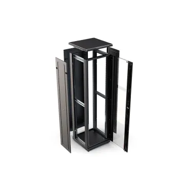 Шкаф телекоммуникационный напольный 42U 600x800 ШТ-НП-М-42U-600-800-С-Ч, передняя дверь стекло, цвет черный