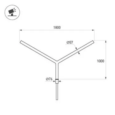 Кронштейн OXOR-SY2-1800x76-L1000 BLACK (Arlight, Сталь)