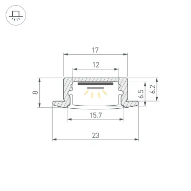 Профиль LINE-2308-F-2000 WHITE (ARL, Алюминий)