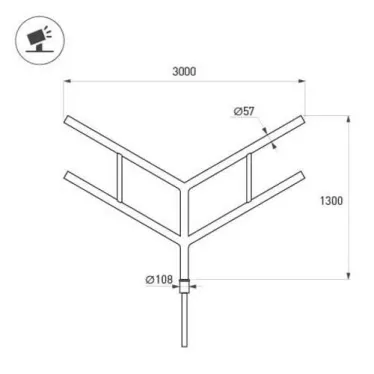 Кронштейн OXOR-SY4-3000x108-L1300 BLACK (ARL, Сталь)