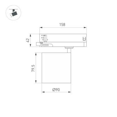 Светильник светодиодный LGD-DYKE-4TR-R90-26W Day4000 (WH, 50 deg, 230V) (ARL, IP20 Металл, 5 лет)