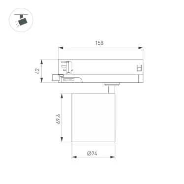 Светильник светодиодный LGD-DYKE-4TR-R75-16W Warm3000 (BK, 50 deg, 230V) (ARL, IP20 Металл, 5 лет)