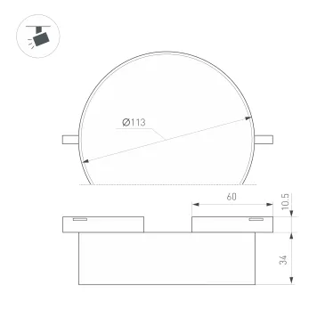Светильник светодиодный MAG-MICROCOSM-RONDO-R113-12W Warm3000 (BK, 100 deg, 24V) (ARL, IP20 Металл, 3 года)