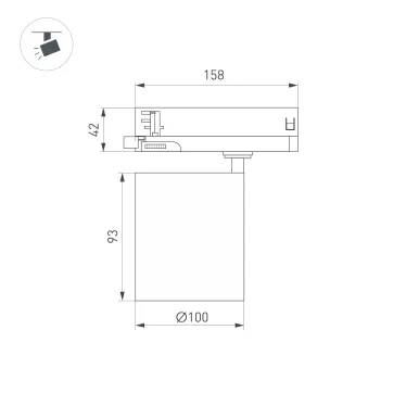 Светильник светодиодный LGD-DYKE-4TR-R100-36W Day4000 (WH, 38 deg, 230V) (ARL, IP20 Металл, 5 лет)