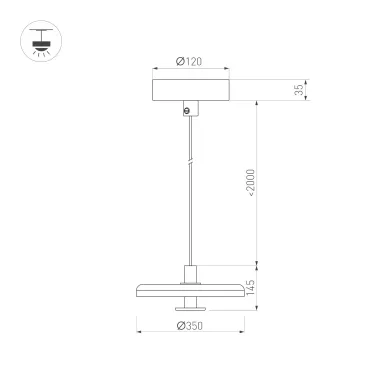 Светильник светодиодный SP-KOTARO-R350-12W Warm3000 (BK-CF, 36 deg, 230V, TRIAC) (ARL, IP20)