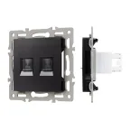 Механизм компьютерной розетки двойной SCT-MPC2-PL-BK RJ-45, CAT6