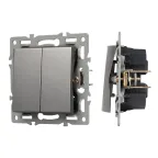 Механизм выключателя двухклавишный проходной SWT-MKP2-PL-GR 250V, 16A