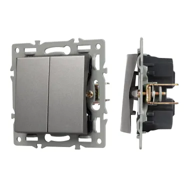 Механизм выключателя двухклавишный проходной SWT-MKP2-PL-GR 250V, 16A